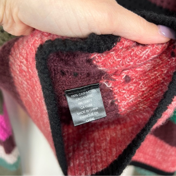 360 Cashmere Ashley Multicolored Open Knit Long Sleeve Sweater Size Medium - Picture 11 of 13